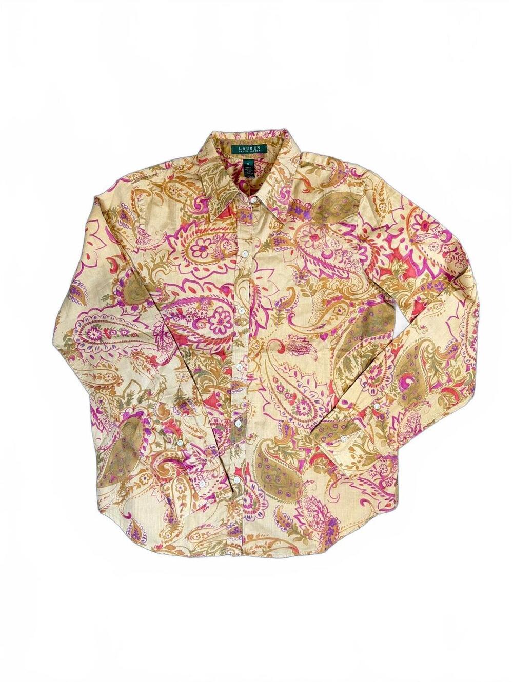 Lauren Ralph Lauren Women's Button-Up Shirt Paisley Print Size M 200110101